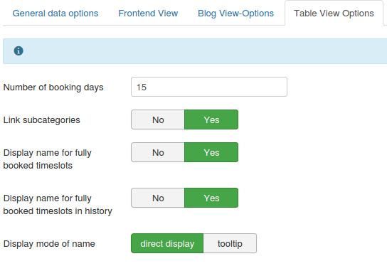 be options table view