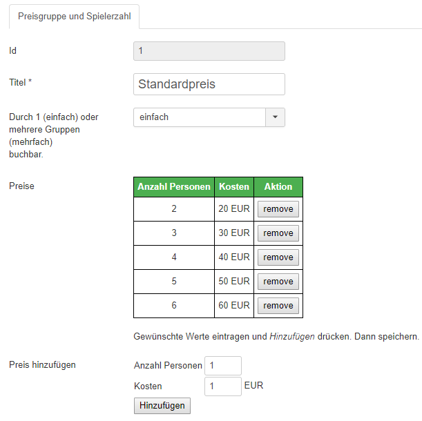 backend preisgruppen detail