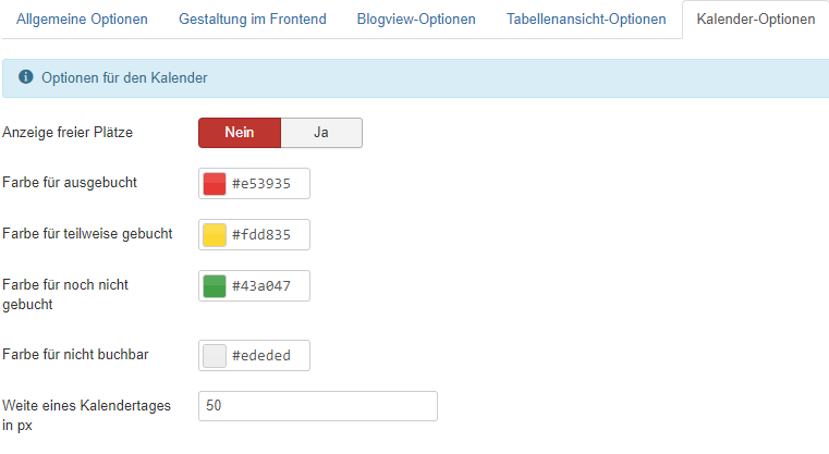 optionen kalender view